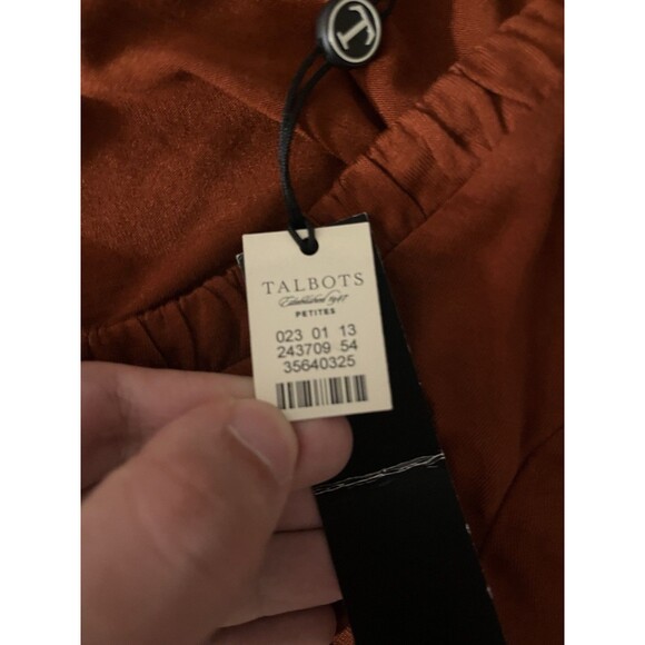 Talbots Petite Orange Ruffle Neck Long Sleeve Top - Picture 2 of 5